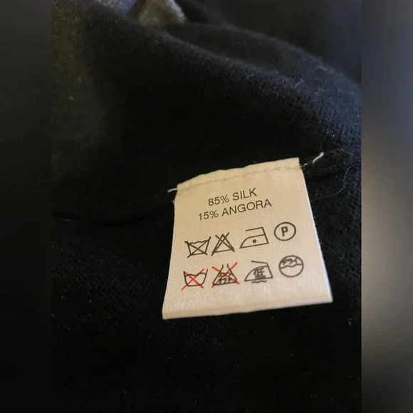 Vintage Ricamo A Mano Black Silk & Angora Sweater Geo Design Plus Size Colorful - Picture 11 of 12